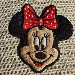 Embroidered Minnie Mouse Patch with Red Polka Dot Bow